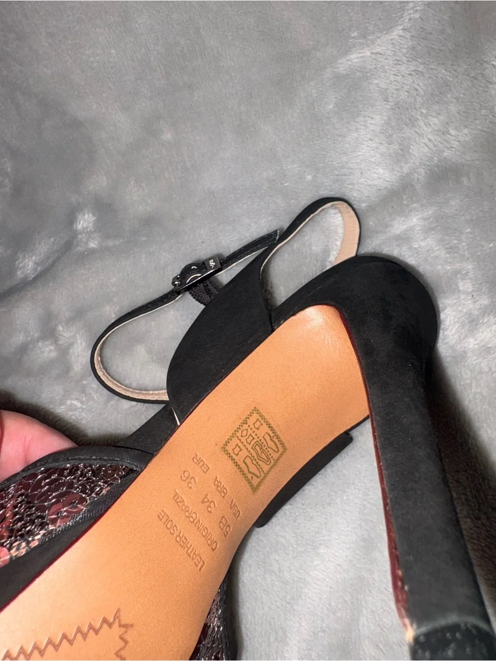 Women's Black and Burgundy Sequin Platform Heels